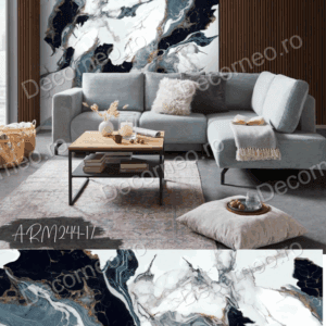 Panou decorativ Modern Blue Gold Marblew