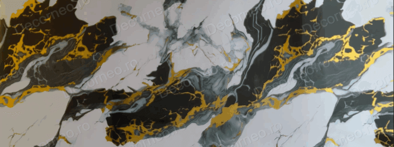 Panou Autocolant Blue Gold Marble pentru pereti